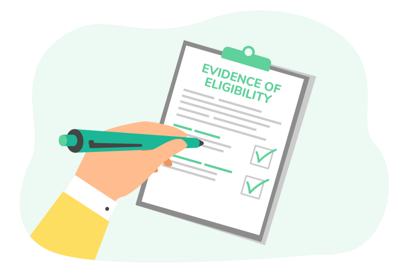 hand completing evidence of eligibility and student declaration form